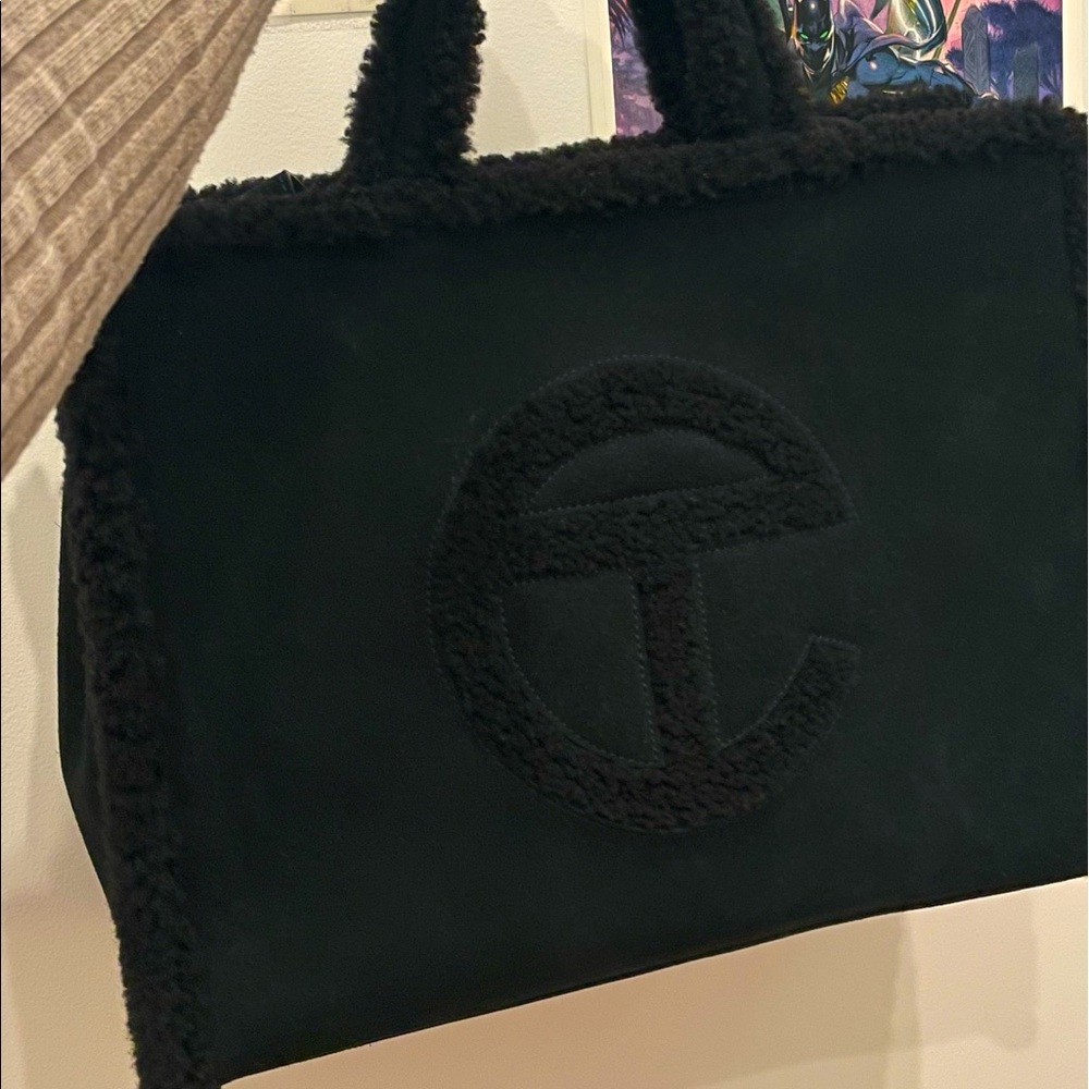 Telfar/UGG Black Shearling Tote Bag